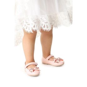 Kiko Kids Silvery Cilt Cırtlı Kum Sim Fiyonklu Kız Çocuk Babet Ayakkabı