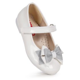 Kiko Kids Silvery Rugan Cırtlı Kum Sim Fiyonklu Kız Çocuk Babet Ayakkabı