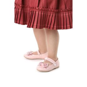 Kiko Kids Silvery Rugan Cırtlı Kum Sim Fiyonklu Kız Çocuk Babet Ayakkabı