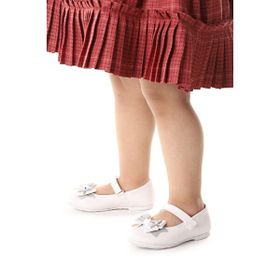 Kiko Kids Silvery Rugan Cırtlı Kum Sim Fiyonklu Kız Çocuk Babet Ayakkabı