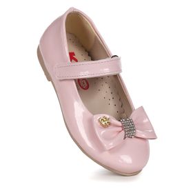 Kiko Kids Withbow Rugan Cırtlı Fiyonklu Kız Çocuk Babet Ayakkabı