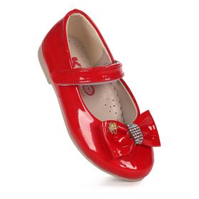 Kiko Kids Withbow Rugan Cırtlı Fiyonklu Kız Çocuk Babet Ayakkabı