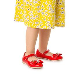 Kiko Kids Withbow Rugan Cırtlı Fiyonklu Kız Çocuk Babet Ayakkabı