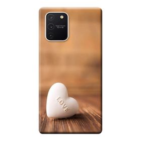 Kılıf Merkezi 118 Samsung Galaxy S10 Lite SM-G770F Beyaz Kalp Baskılı Silikon Kılıf