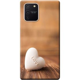 Kılıf Merkezi 118 Samsung Galaxy S10 Lite SM-G770F Beyaz Kalp Baskılı Silikon Kılıf