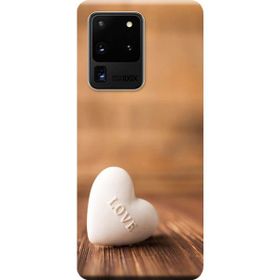 Kılıf Merkezi 118 Samsung Galaxy S20 Ultra SM-G988B Beyaz Kalp Baskılı Silikon Kılıf