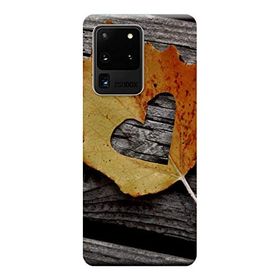 Kılıf Merkezi 121 Samsung Galaxy S20 Ultra SM-G988B Yaprak Kalp Baskılı Silikon Kılıf