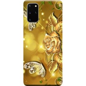 Kılıf Merkezi 135 Samsung Galaxy S20 Plus SM-G985F Gül ve Kelebk Baskılı Silikon Kılıf