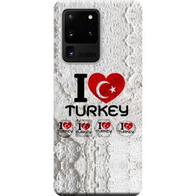 Kılıf Merkezi 158 Samsung Galaxy S20 Ultra SM-G988B I Love Turkey Baskılı Silikon Kılıf