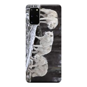 Kılıf Merkezi 182 Samsung Galaxy S20 Plus SM-G985F Beyaz Kurtlar Baskılı Silikon Kılıf