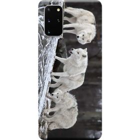 Kılıf Merkezi 182 Samsung Galaxy S20 Plus SM-G985F Beyaz Kurtlar Baskılı Silikon Kılıf