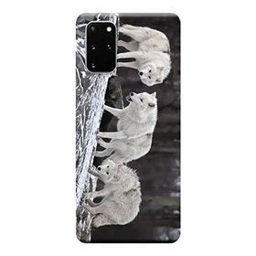 Kılıf Merkezi 182 Samsung Galaxy S20 Plus SM-G985F Beyaz Kurtlar Baskılı Silikon Kılıf