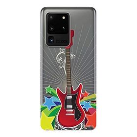 Kılıf Merkezi 311 Samsung Galaxy S20 Ultra SM-G988B Kırmızı Gitar Baskılı Silikon Kılıf
