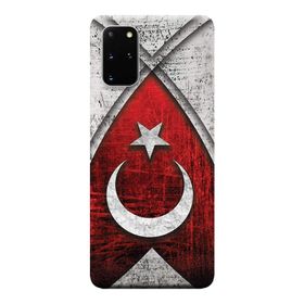 Kılıf Merkezi 380 Samsung Galaxy S20 Plus SM-G985F Türk Bayrağı Baskılı Silikon Kılıf