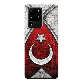 Kılıf Merkezi 380 Samsung Galaxy S20 Ultra SM-G988B Türk Bayrağı Baskılı Silikon Kılıf