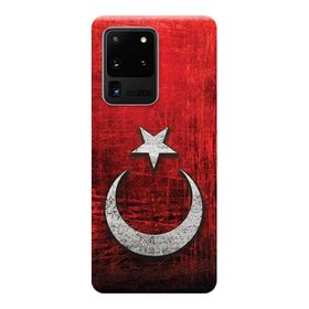 Kılıf Merkezi 383 Samsung Galaxy S20 Ultra SM-G988B Türk Bayrağı Baskılı Silikon Kılıf