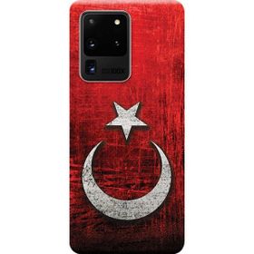 Kılıf Merkezi 383 Samsung Galaxy S20 Ultra SM-G988B Türk Bayrağı Baskılı Silikon Kılıf