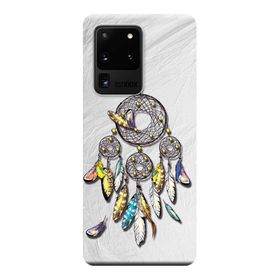 Kılıf Merkezi 569 Samsung Galaxy S20 Ultra SM-G988B Renkli Tüyler Baskılı Silikon Kılıf