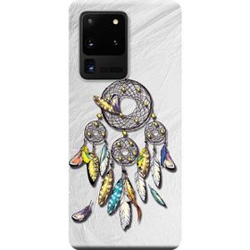 Kılıf Merkezi 569 Samsung Galaxy S20 Ultra SM-G988B Renkli Tüyler Baskılı Silikon Kılıf