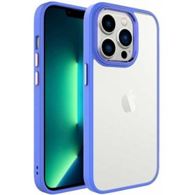 Kilifplus Apple iPhone 14 (6.1) Mavi Şeffaf Arka Yüzey Renkli Kenar Krom Kapak Kılıf
