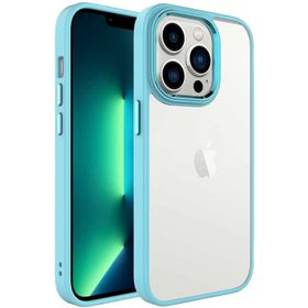 Kilifplus Apple iPhone 14 Pro (6.1) Koyu Turkuaz Şeffaf Arka Yüzey Renkli Kenar Krom Kapak Kılıf