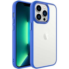 Kilifplus Apple iPhone 14 Pro (6.1) Lacivert Şeffaf Arka Yüzey Renkli Kenar Krom Kapak Kılıf