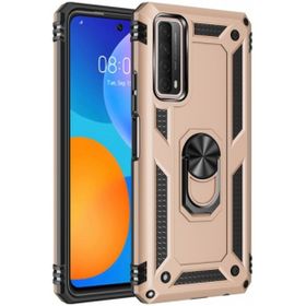 Kilifplus Huawei P Smart 2021 Zırhlı Standlı Mıknatıslı Tank Kapak Gold Telefon Kılıfı