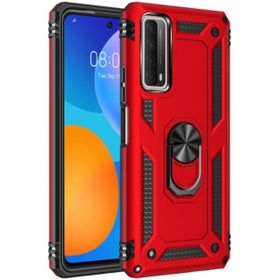 Kilifplus Huawei P Smart 2021 Zırhlı Standlı Mıknatıslı Tank Kapak Kırmızı Telefon Kılıfı