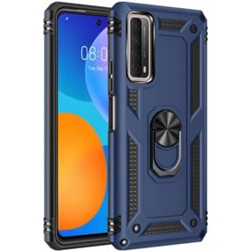 Kilifplus Huawei P Smart 2021 Zırhlı Standlı Mıknatıslı Tank Kapak Lacivert Telefon Kılıfı