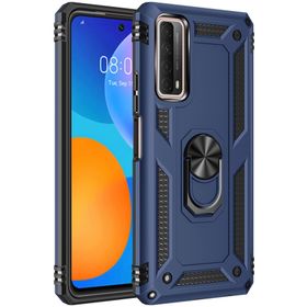 Kilifplus Huawei P Smart 2021 Zırhlı Standlı Mıknatıslı Tank Kapak Lacivert Telefon Kılıfı