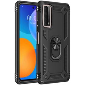 Kilifplus Huawei P Smart 2021 Zırhlı Standlı Mıknatıslı Tank Kapak Siyah Telefon Kılıfı