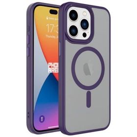 Kilifplus iPhone 15 (6.1) Mat Arka Yüzey Wireless Şarj Özellikli Zore Flet Magsafe Kapak Koyu Mor Kılıf