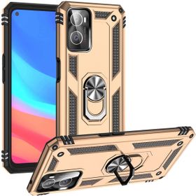 Kilifplus Oppo A96 4G Zırhlı Standlı Mıknatıslı Tank Kapak Gold Kılıf