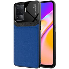 Kilifplus Oppo Reno 5 Lite Deri Görünümlü Emiks Kapak Mavi Kılıf
