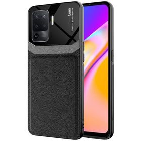 Kilifplus Oppo Reno 5 Lite Deri Görünümlü Emiks Kapak Siyah Kılıf