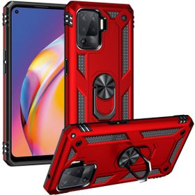 Kilifplus Oppo Reno 5 Lite Zırhlı Standlı Mıknatıslı Tank Kapak Kırmızı Kılıf