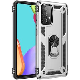 Kilifplus Samsung Galaxy A72 Zırhlı Standlı Mıknatıslı Tank Kapak Gümüş Kılıf