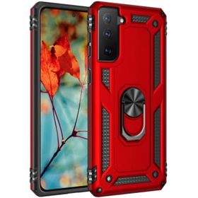 Kilifplus Samsung Galaxy S21 FE Zırhlı Standlı Mıknatıslı Tank Kapak Kırmızı Kılıf