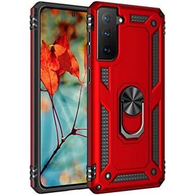 Kilifplus Samsung Galaxy S21 FE Zırhlı Standlı Mıknatıslı Tank Kapak Kırmızı Kılıf