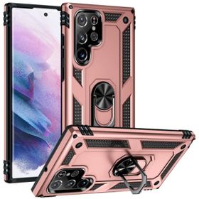 Kilifplus Samsung Galaxy S22 Ultra Zırhlı Standlı Mıknatıslı Tank Kapak Gold Kılıf