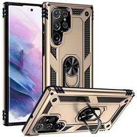 Kilifplus Samsung Galaxy S22 Ultra Zırhlı Standlı Mıknatıslı Tank Kapak Gold Kılıf