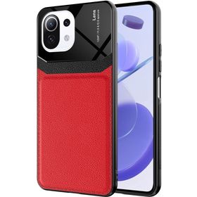 Kilifplus Xiaomi Mi 11 Lite Deri Görünümlü Emiks Kapak Kırmızı Kılıf