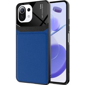 Kilifplus Xiaomi Mi 11 Lite Deri Görünümlü Emiks Kapak Mavi Kılıf