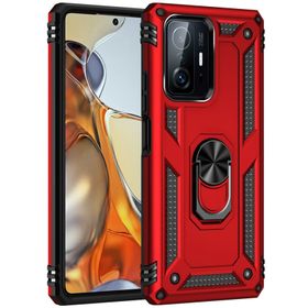 Kilifplus Xiaomi Mi 11T Pro Zırhlı Standlı Mıknatıslı Tank Kapak Kırmızı Kılıf