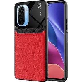 Kilifplus Xiaomi Poco F3 Deri Görünümlü Emiks Kapak Kırmızı Kılıf