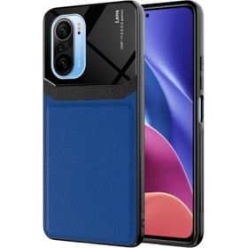 Kilifplus Xiaomi Poco F3 Deri Görünümlü Emiks Kapak Mavi Kılıf