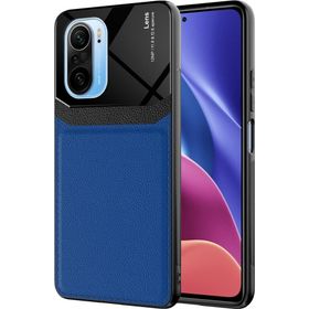Kilifplus Xiaomi Poco F3 Deri Görünümlü Emiks Kapak Mavi Kılıf
