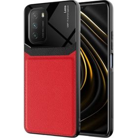 Kilifplus Xiaomi Poco M3 Deri Görünümlü Emiks Kapak Kırmızı Telefon Kılıfı