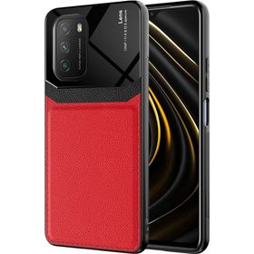 Kilifplus Xiaomi Poco M3 Deri Görünümlü Emiks Kapak Kırmızı Telefon Kılıfı