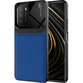 Kilifplus Xiaomi Poco M3 Deri Görünümlü Emiks Kapak Mavi Telefon Kılıfı